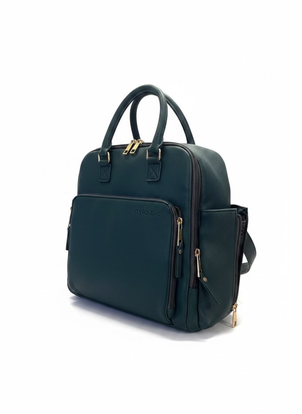 Ayla and Co Luxe Convertible Structured Vegan Diaper Bag Backpack Green